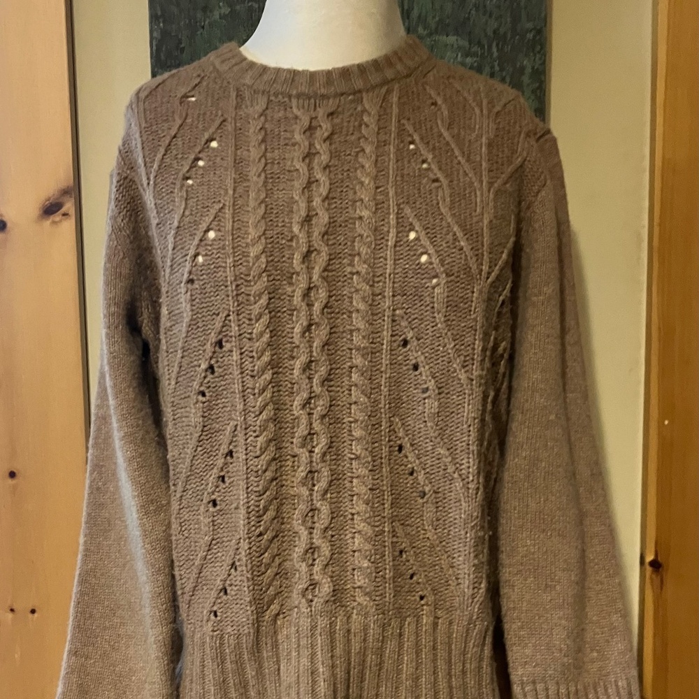 J.Crew Camel Cable Knit Sweater – Size Large